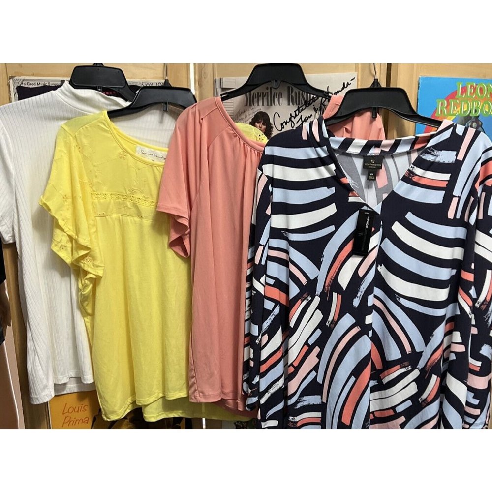 NWT- Women's Lot 4 Tops Blouses Eye Candy, French Laundry, Worthington, Claiborn